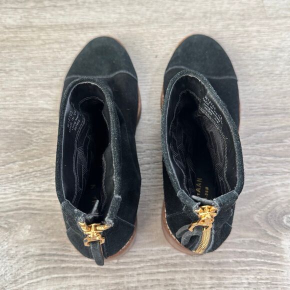 Cole Haan Grand Riona Ankle Bootie Slouch Back Zip Black Suede Womens Size 7B - Picture 4 of 9